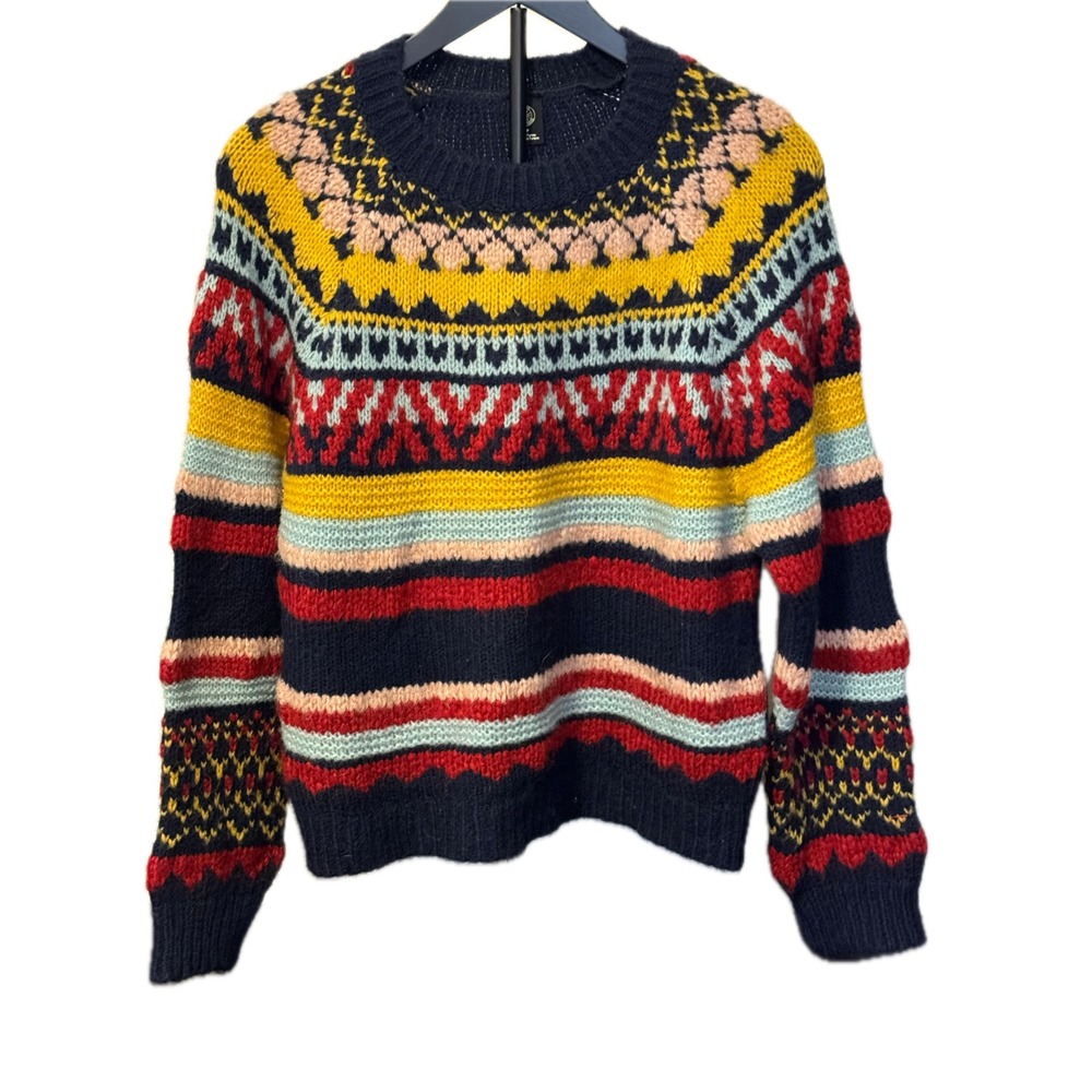 Urban Outfitters Sweater Women's S Navy Fair Isle Chunky Knit Wool Blend NWT